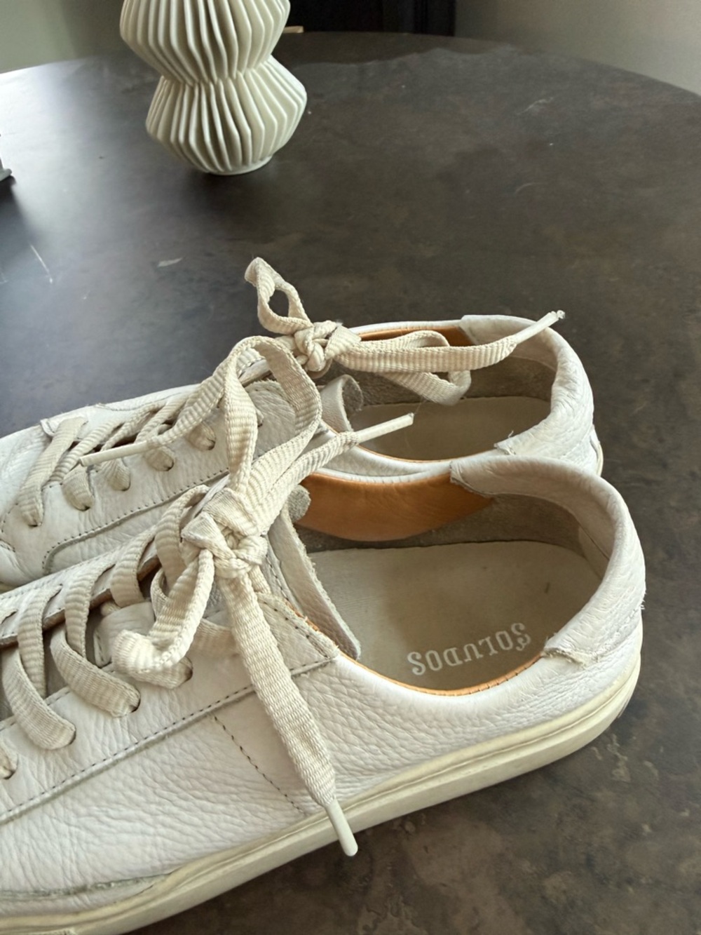 Soludos Off-White Leather Low-Top Sneakers - Picture 2 of 2